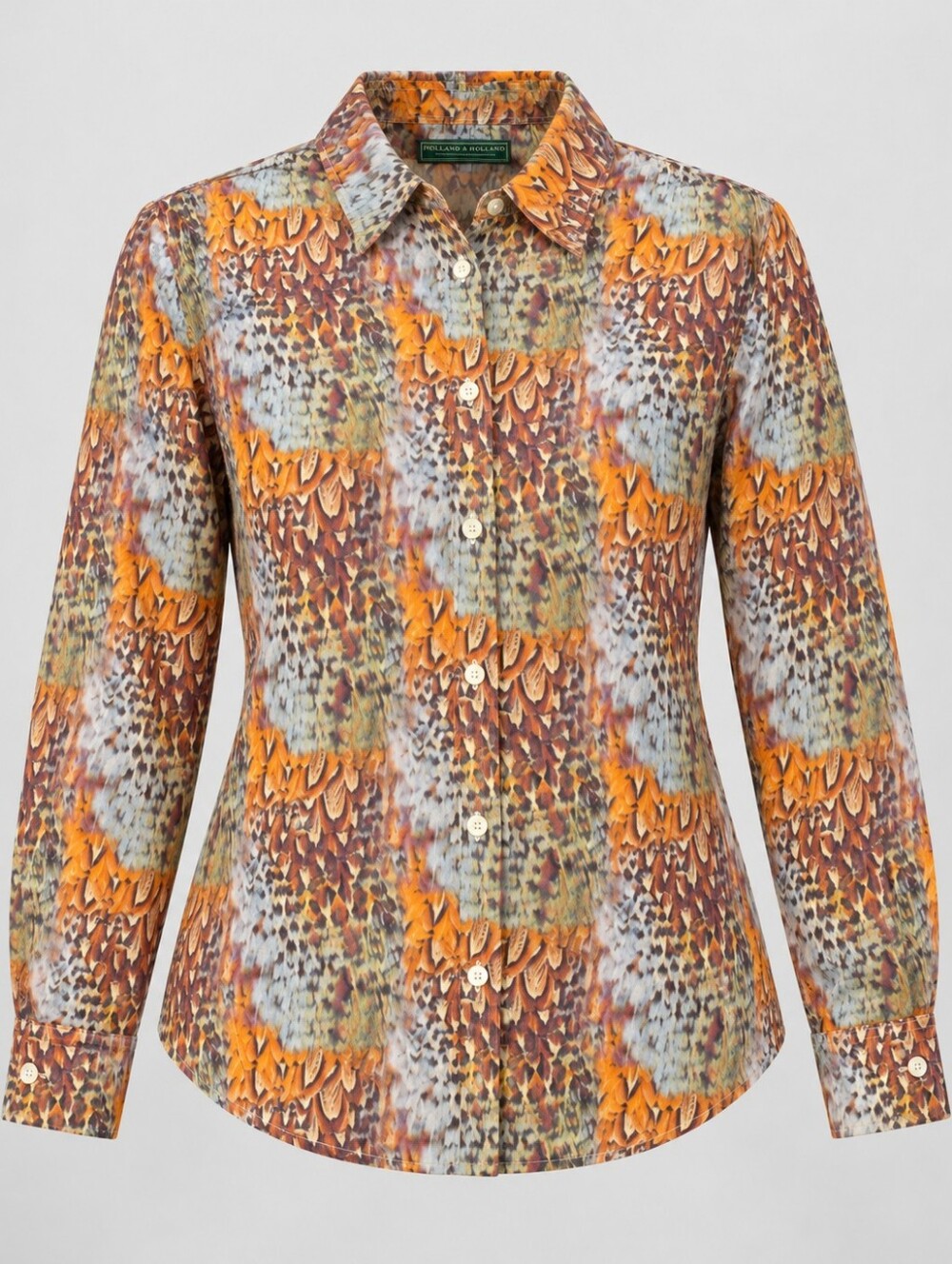 Holland & Holland Women’s Feather Print Cotton Shirt Estimated XL